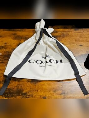 Coach Large 16" Cotton Dust Bag Black Ribbon Drawstring Handbag Storage Cover